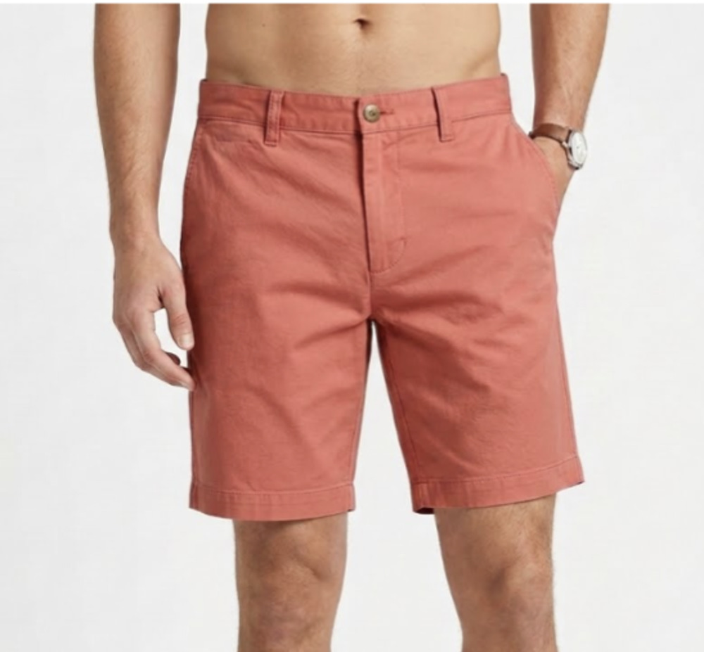 Bonobos Washed Chino Shorts Mens 31 Salmon 9" Inseam Cotton Casual Summer Preppy